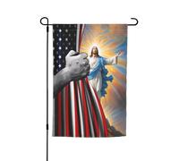 Bifacciale Bandiera Di Festa 30X45Cm Usa American And Christ Faith God Jesus Bandiera Da Cortile Interno Bandiere Da Giardino Per Fattoria All'Aperto, Decorazione, Feste