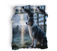 bifacciale Copripiumino Singolo 155x220cm Cane Da Pastore 3D Set di Biancheria da Letto Con Microfibra Comfort Morbida 3-Pezzi con 2 Federe 50x75 con Cerniera e Fascette Angolari
