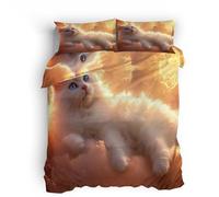 bifacciale Copripiumino Singolo 155x220cm Nuvola Di Gatto Domestico 3D Set di Biancheria da Letto Con Microfibra Comfort Morbida 3-Pezzi con 2 Federe 50x75 con Cerniera e Fascette Angolari