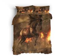 bifaccialeCopripiumino matrimoniale 220x260cm Cavallo Guerra 3D Set di Biancheria da Letto Con Microfibra Comfort Morbida 3-Pezzi con 2 Federe 50x75 con Cerniera e Fascette Angolari