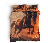 bifaccialeCopripiumino Singolo 135x200cm Cavallo Guerra 3D Set di Biancheria da Letto Con Microfibra Comfort Morbida 3-Pezzi con 2 Federe 50x75 con Cerniera e Fascette Angolari