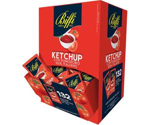 BIFFI BOX DA132 BUSTINE DI KETCHUP DA 10 GR BAR RISTORANTI TAVOLA CALDA