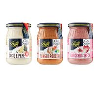 Biffi - Mix Di 3 Sughi - Sugo Cacio e Pepe 190g - Sugo al Radicchio e Speck 190g - Sugo ai Funghi Porcini 190g - 3 vasetti da 190g
