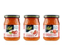 Biffi - Mix Sughi Rossi - Sugo Con Pomodoro e Basilico 190g - Sugo alla Arrabbiata 190g - Sugo al Pomodoro e Olive, con Capperi 190g - Multipack - 3 vasetti da 190g