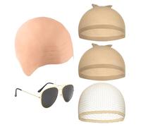 BIFHIG 1 Pezzo di Testa Calva Set, 3 Pezzi di Capelli Netto, 1 Pezzo di Occhiali, Giochi di Ruolo Parrucca E Cappello, Trucco E Styling Accessori, Prestazioni sul Palco Forniture.