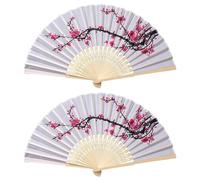 BIFHIG 2 Pezzi di Plum Blossom Fan, Stile Folk Classico Pieghevole Fan, Performance di Danza Puntelli, Elei Costumi E Accessori di Corrispondenza, Decorazione Nuziale Fan.