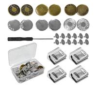 BIFHIG 6 Paia di Pulsanti, 4 Trasparente Pantaloni Gamba Clip, 1 Cacciavite, 1 Scatola di Immagazzinaggio, Anti-Pulire Pantaloni Gamba Clip di Fissaggio, Vestiti Strumenti di Modifica.