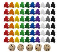 BIFHIG 60 Pezzi di Scacchi in Legno E 5 Dadi, Giocattoli da Tavolo, Forniture per Giocattoli per Bambini, Accessori per Giochi.