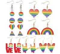 BIFHIG 9 Paia di Orecchini Arcobaleno, Amore Arcobaleno Forma, Orecchini alla Moda, Adatto per Le Celebrazioni di Festa, San Valentino, E Usura Quotidiana.
