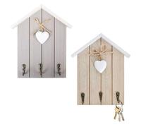 BIFHIG Ganci A 2 Pezzi, Ganci A Forma di Casa in Legno, Ganci da Parete Creativi, Rack di Stoccaggio Multifunzione, Deposito Chiavi, Adatto per Ingressi, Camere da Letto E Salotti.