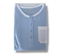 Bifulco Biancheria Pigiama Donna Estivo in Cotone Jersey Manica Lunga Art. DL 101 (IT, Testo, L, Regular, Regular, Cielo)