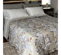 Bifulco Biancheria Trapunta matrimoniale invernale 245x250 cm Fancy Home | Elegante fantasia floreale con doppia rouches | Microfibra anallergica 300 gr/m²