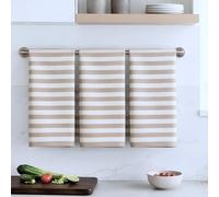 Bifulco Tris Strofinacci da Cucina 45x68 cm in Misto Cotone Fancy Home Art. Gourmet - Strofinacci a Righe Bicolore Assorbenti (Beige)