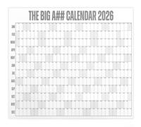Big A## 2026 Calendario da parete cancellabile a secco, extra large, 1,2 m, planner annuale per casa e ufficio, tracciamento degli obiettivi con codice colore, carta sostenibile (grigio)