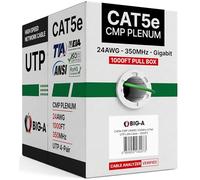 BIG-A - Bulk Cat5e Cavo 24AWG Solid 4 paia Cat5e Ethernet Cable 304,8 m, doppino intrecciato non schermato (UTP), cavo Internet 350MHz, Pull Box - Verde