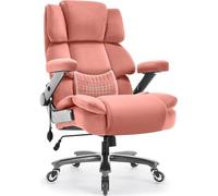 Big And Tall Office Chair 700lbs Heavy Duty Executive Desk Chair Adjustable Lumbar Support High Back Fabric 3D Arms Plus Size Wheels(Pink,2)