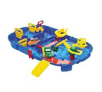BIG Aquaplay - Lockbox Circuito Acquatico, 8700001516, + 3 Anni, con 27 Pezzi e Playset Incluso 1 Wilma Hippo, Auto Anfibio e Barca Portacontainer