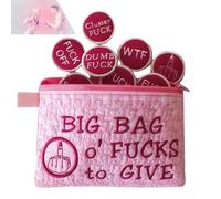 Big Bag of F*cks To Give Zipper Pouch,big Bag of F*cks To Give Zipper Pouch Beautiful Fucks,Beautiful F*ck Bag with 9/17 Different Coins,Handmade 3D F*Ck Embroidered Badge,Funny Gifts for Friends
