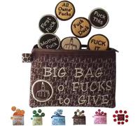 Big Bag of F*CKS to Give Zipper Pouch - Funny Embroidery Pocket Token, Handmade 3D F*Ck Embroidered Badge, Sarcastic Gag Funny Birthday Christmas Stress Relief Gift Zipper Pouch (Brown)