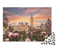 Big Ben al Tramonto Puzzle 1000 pezzi Vista del Monumento di Londra Cartone per Uomini e Donne Consapevolezza e Rilassamento 70x50cm/1000pcs