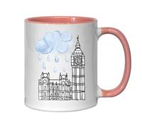 Big Ben London - Tazza da tè e caffè in ceramica, motivo: disegno artistico, colore: rosa