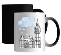 Big Ben London - Tazza magica in ceramica, motivo: schizzo artistico, colore: bianco