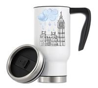 Big Ben London - Tazza termica da viaggio con disegno artistico, isolamento sottovuoto, 480 ml, colore: bianco