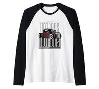 Big Block Vintage Retro Muscle Cars, Custom V8 Hot Rod Maglia con Maniche Raglan