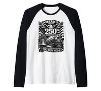 Big Boy 4014 Train America Turns 250 Years Freedom Patriotic Maglia con Maniche Raglan