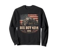 Big Boy 4014 Train Engineer Steam Train American Flag July 4 Felpa