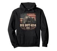 Big Boy 4014 Train Engineer Steam Train American Flag July 4 Felpa con Cappuccio