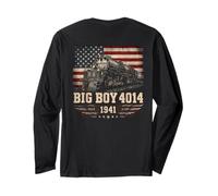 Big Boy 4014 Train Engineer Steam Train American Flag July 4 Maglia a Manica