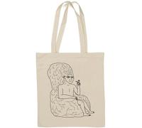 Big Brain Poltrona filosofo Wojak Pipe Meme borsa in cotone naturale bianco