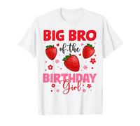 Big Bro of The Birthday Girl Fragola Compleanno Famiglia Maglietta