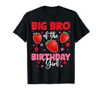 Big Bro of The Birthday Girl Fragola Compleanno Famiglia Maglietta