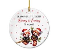 Big Brother & Little Sister Red Panda Ciondoli Natalizi Con Corda Ornamento Natalizio Divertente Decorazioni Natalizie Da Appendere Per Casa Vacanza Scrivania