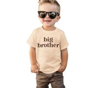 Big Brother - Maglietta estiva a maniche corte per bambini, per bambini, in cotone, beige, 4-5 Anni