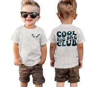 Big Brother Shirt Cool Big Bro Club T-Shirt Ragazzi Fratelli Maglietta con Stampa Abbigliamento Bambino Fratello Grande T-shirt Estate Manica Corta Top Cotone Camicia, Grigio floreale-1, 3-4 Jahre