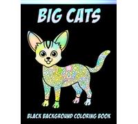 Big Cats Black Background Coloring Book