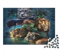 Big Cats Group Portrait 1000 Pieces for Adults & Kids: Big Cats in Jungle Educational Games Home Decor Puzzle for Family 38x26cm/1000pcs
