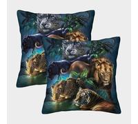 Big Cats Group Portrait Federe Cuscini Per Divano Decorative Art Fodere Per Cuscini Set 2 Pezzi Poliestere Del Divano Arredamento 40x40cm