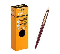 Big CFCGBUR05BLKJ Click Gold Ballpoint Pen, 0.5, Oil-based, Black, Smooth, Burgundy Shaft, 12 Pieces