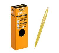 Big CFCGYLW05BLKJ Ballpoint Pen, Click Gold, 0.5, Oil-based, Black, Smooth, Yellow Shaft, 12 Pieces