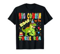 Big Cousin of The Three Rex 3 ° Compleanno Boy Dinosaur T-Rex Maglietta