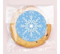 Big Dot of Happiness Adesivi blu con fiocchi di neve e sacchetti trasparenti per biscotti, sacchetti in cellophane da 10 x 18 cm, regali per feste invernali per caramelle o prodotti da forno, 25 pezzi