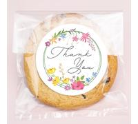 Big Dot of Happiness Adesivi di ringraziamento e sacchetti trasparenti per biscotti, in cellophane, 10 x 17 cm, regali per bomboniere per feste di nozze, caramelle o prodotti da forno, 25 pezzi