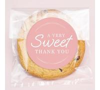 Big Dot of Happiness Adesivi di ringraziamento rosa semplici e sacchetti trasparenti per biscotti, sacchetti in cellophane da 10,7 x 17,8 cm, bomboniere per matrimoni, caramelle o prodotti da forno