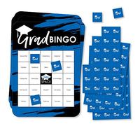 Big Dot of Happiness Blue Grad - Best is Yet to Come - Carte e pennarelli Bingo - Blu reale a forma di Bingo - Set di 18