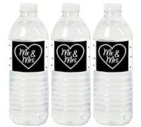 Big Dot of Happiness Mr. and Mrs. - Etichette adesive per bottiglie d'acqua in bianco e nero per matrimonio o per la sposa, set da 20