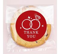 Big Dot of Happiness Sacchetti trasparenti per biscotti con scritta "Thank You", in cellophane, 10 x 18 cm, per bomboniere o dolcetti, 25 pezzi, colore: rosso ciliegia